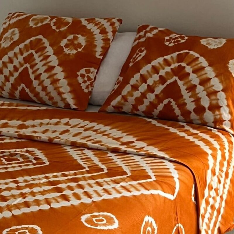 Batik parure drap artisanal coton épais Orange