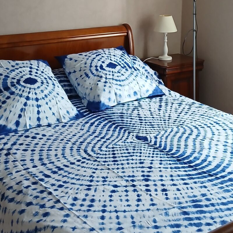 Parure de lit housse de couette en Batik Bleu