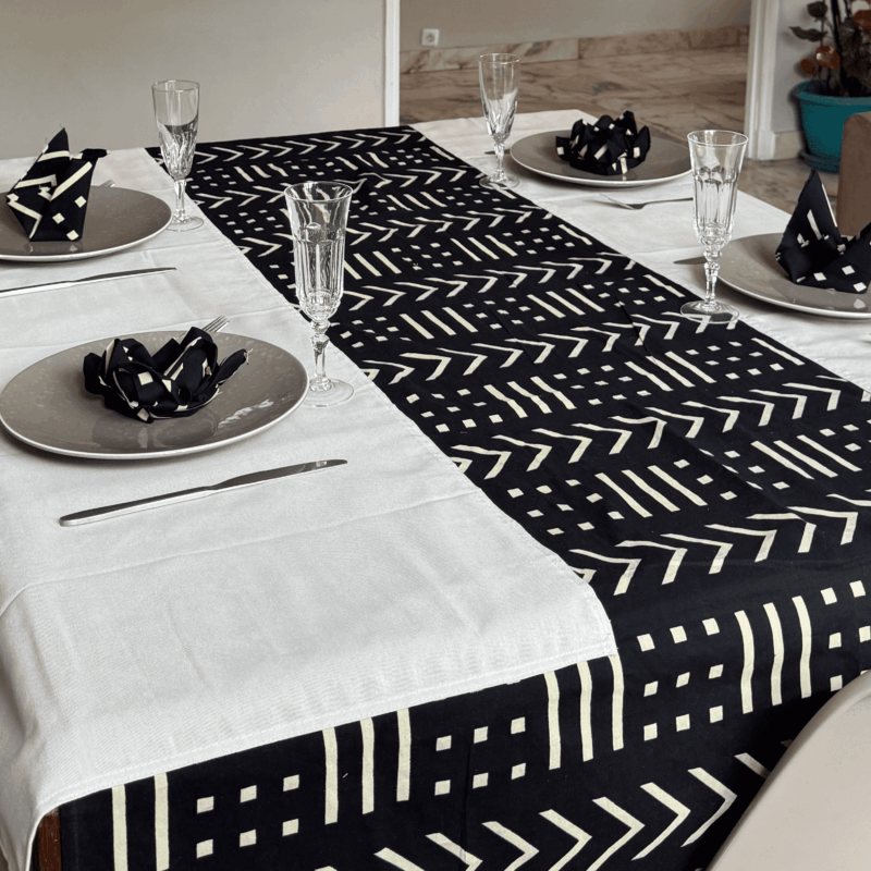 Nappe déperlante bogolan black and white