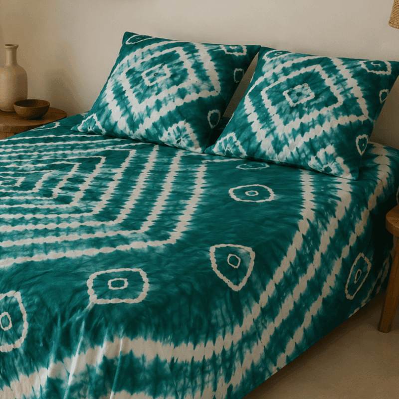 parure de lit drap plat batik vert